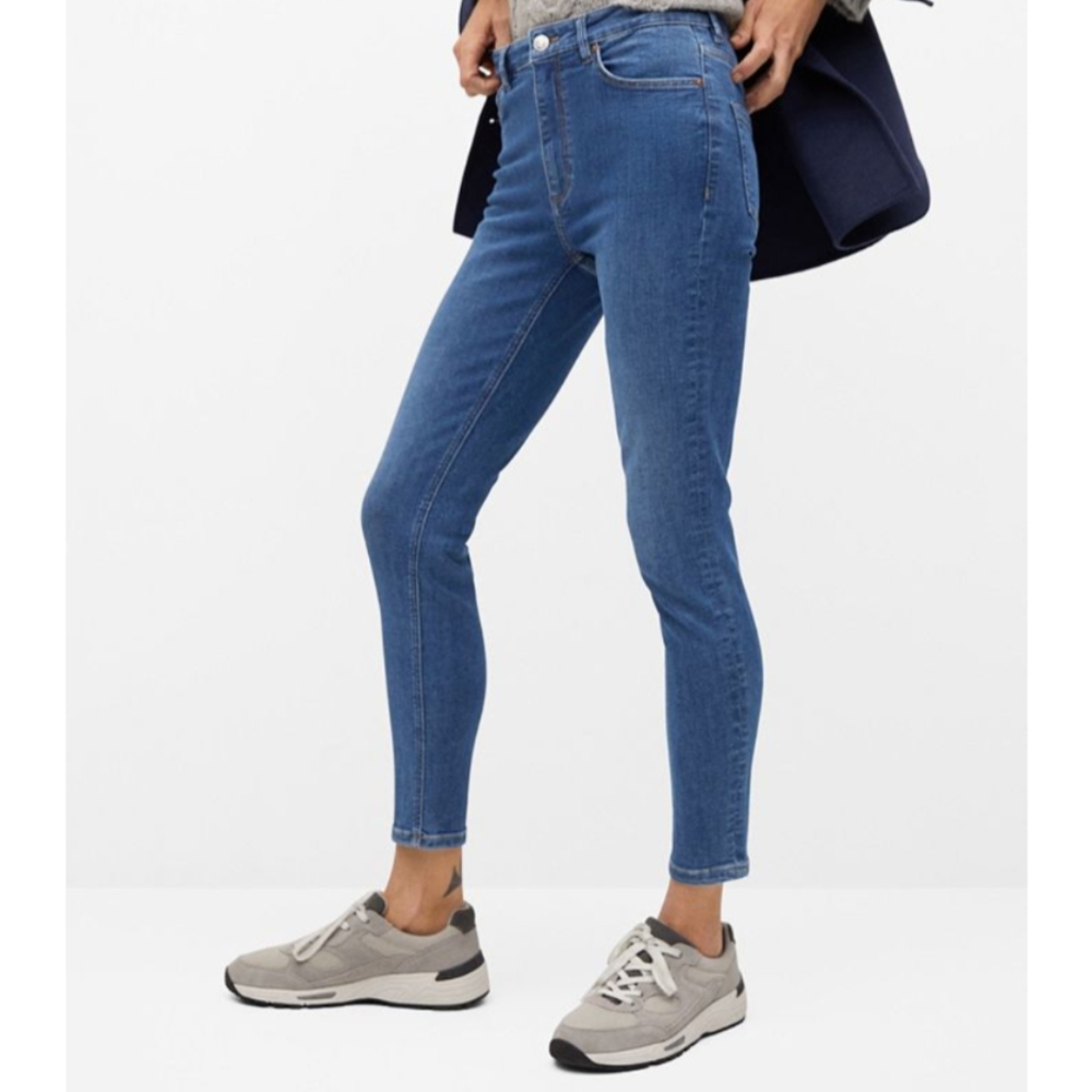 MANGO MNG Noa High-Waist Sleek Blue Skinny Jeans Size 1 New With Tags